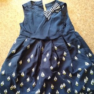 Janie and Jack Bateau line girls navy blue sailboat dress size 2T